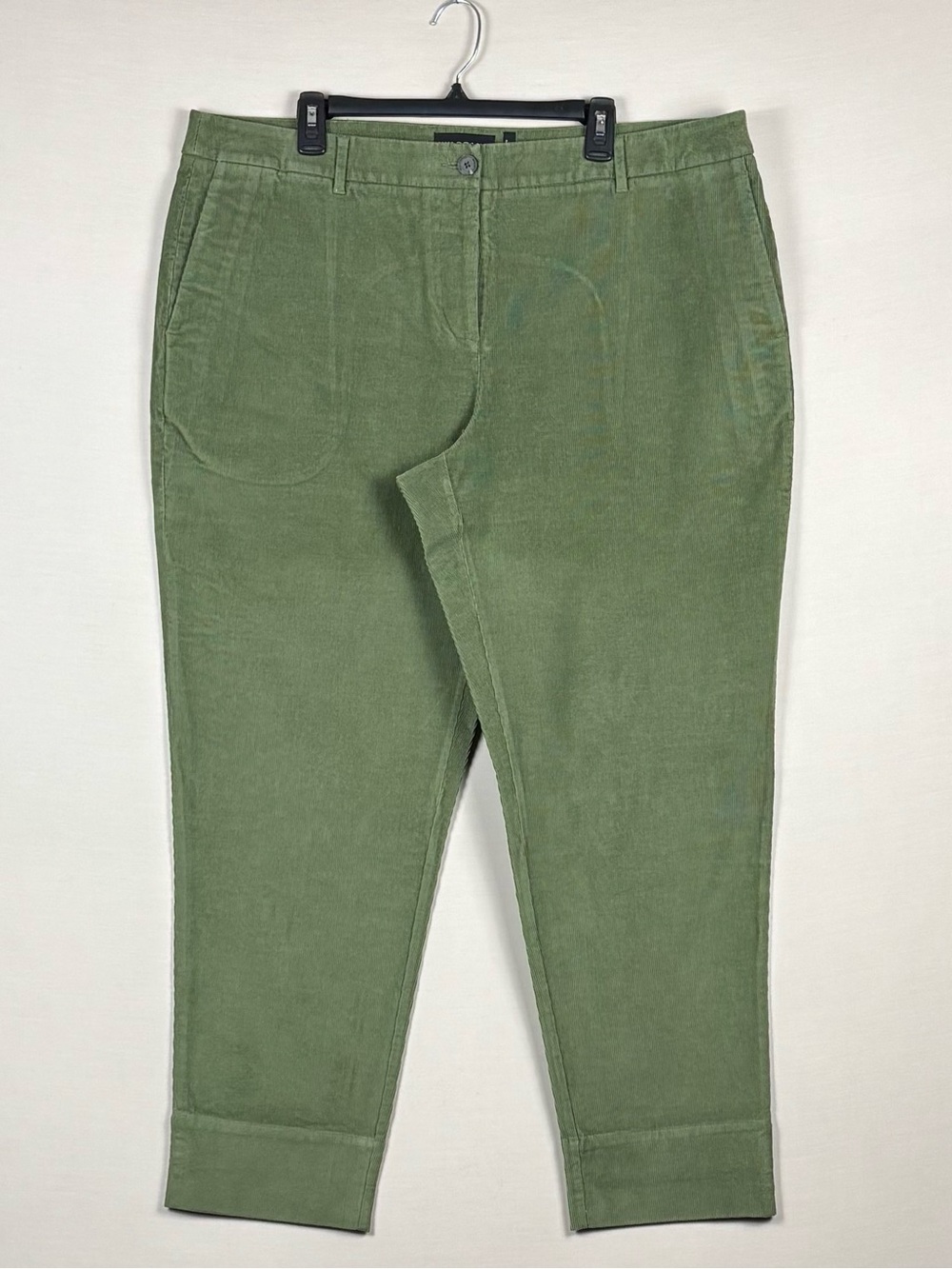 Wildfang Essential Corduroy Trousers 18 Olive Green Stretch Cuffed Tapered Pants